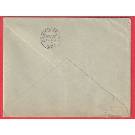 ENTIER MOUCHON 15C ORANGE + N°129 SEMEUSE BEZIERS HERAULT 1904 MILWAUKEE ETATS UNIS AMERIQUE WISCONSIN