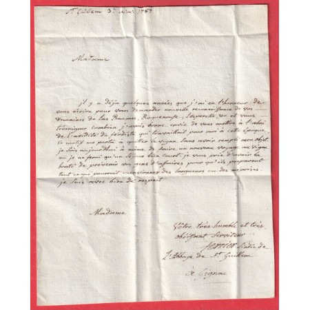 MARQUE GIGNAC EN ROUGE LN°2 1787 TEXTE ST GUILHEM LE DESERT LE VIGAN GARD INDICE 12