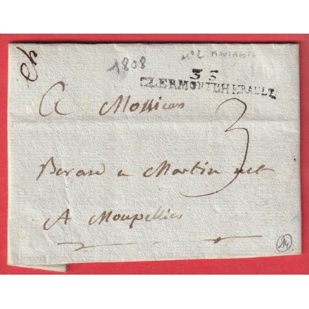 MARQUE 33 CLERMONT L' HERAULT 1808 POUR MONTPELLIER 50X8 INDICE 8