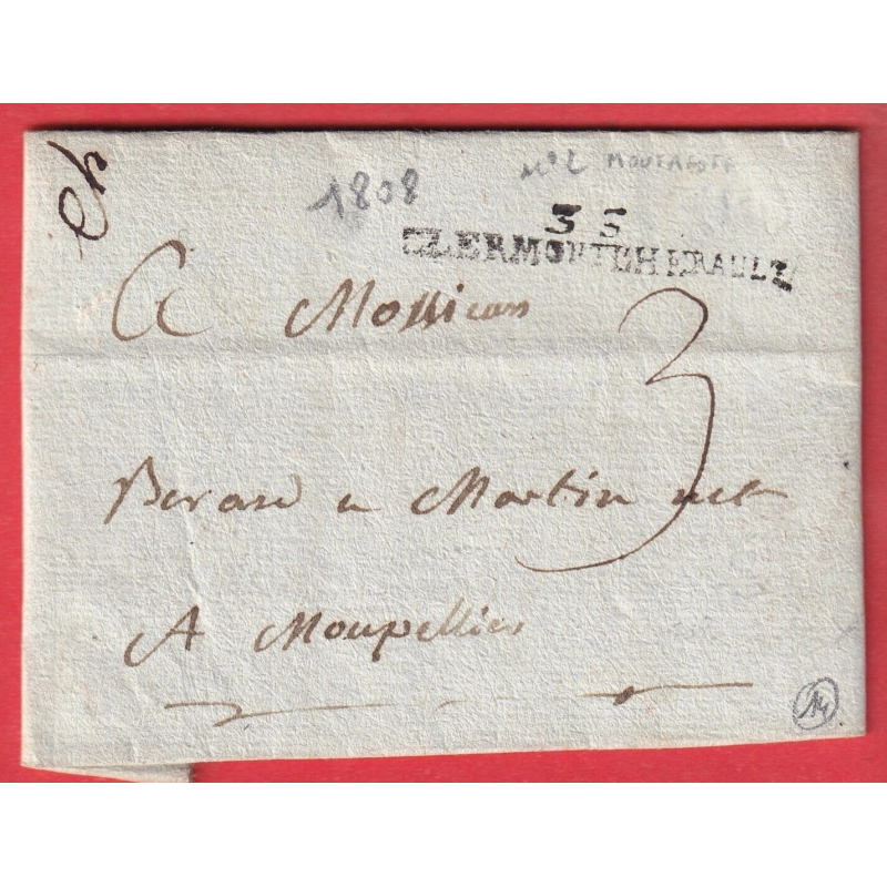 MARQUE 33 CLERMONT L' HERAULT 1808 POUR MONTPELLIER 50X8 INDICE 8