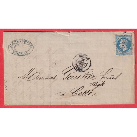N°29 PC DU GC 1651 GIGNAC HERAULT CAD TYPE 15 INDICE 9 POUR CETTE HERAULT ETIQUETTE PUB AU DOS