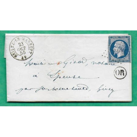 N°14 PC 1503 HEILTZ LE MAURUPT MARNE OR ORIGINE RURALE VERNANCOURT POUR EPENSE 1855 LETTRE COVER FRANCE