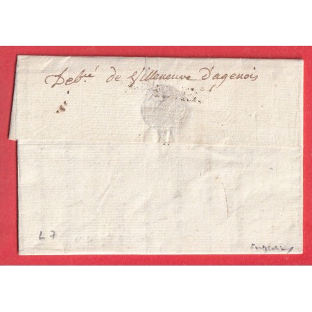 DEBOURSE MANUSCRIT VILLENEUVE D'AGEN AGENOIS LOT ET GARONNE LN°7 DEPART BERGERAC DORDOGNE INDICE 20 1774