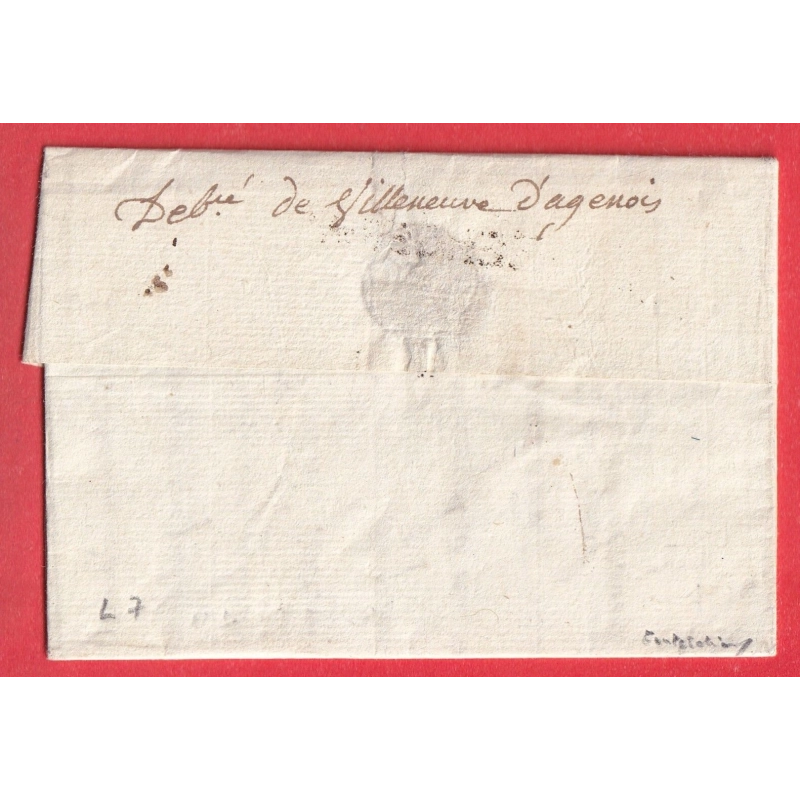 DEBOURSE MANUSCRIT VILLENEUVE D'AGEN AGENOIS LOT ET GARONNE LN°7 DEPART BERGERAC DORDOGNE INDICE 20 1774