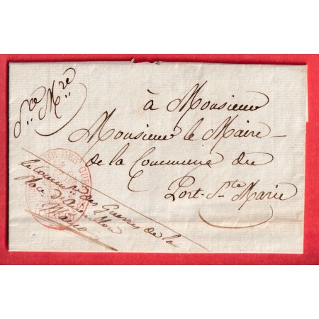 FRANCHISE LE COMMISSAIRE DES GUERRES MAUCO AIGUILLON LOT ET GARONNE 1814 PORT STE MARIE