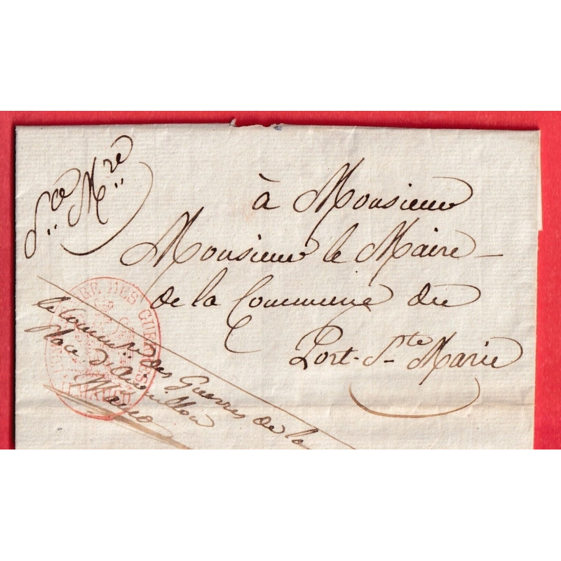 FRANCHISE LE COMMISSAIRE DES GUERRES MAUCO AIGUILLON LOT ET GARONNE 1814 PORT STE MARIE