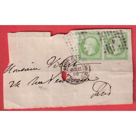 N°12 PAIRE BDF PARIS POTHION 1520 BUREAU G DEVANT DE LETTRE POUR PARIS