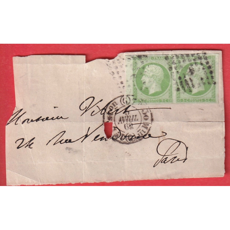 N°12 PAIRE BDF PARIS POTHION 1520 BUREAU G DEVANT DE LETTRE POUR PARIS