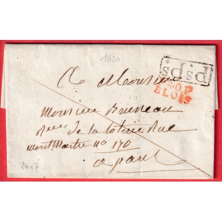 MARQUE P40P BLOIS LOIR ET CHER EN ROUGE 1820 PARIS 22X10 INDICE 14