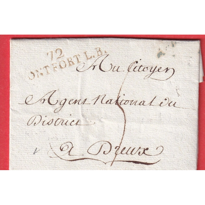 MARQUE REVOLUTIONNAIRE MONTFORT LB LE BRUTUS SEINE ET OISE TRES BEAU TEXTE POUR DRAUX INDICE 20