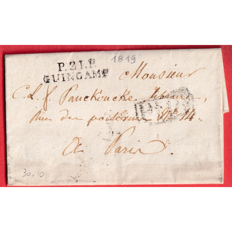 MARQUE P21P GUINGAMP COTES DU NORD 1819 INDICE 11 POUR PARIS