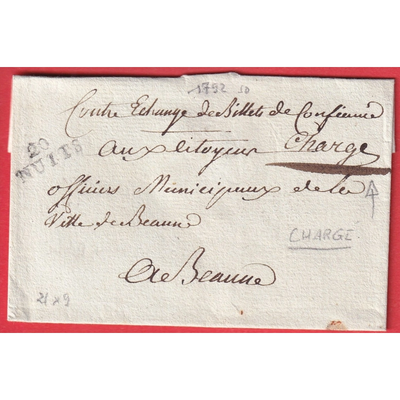 MARQUE CHARGEE DE NUITS COTE D'OR  CACHET DE CIRE MUNICIPALITE DE NUIS POUR BEAUNE