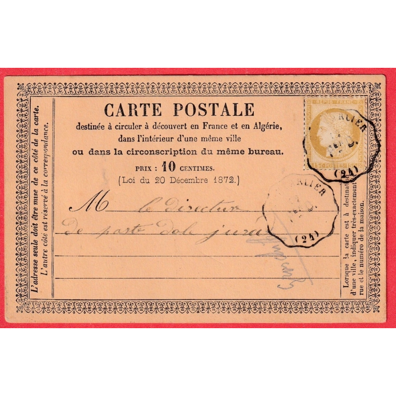 N°55 CONVOYEUR STATION PONTARLIER DOUBS POUR DOLE JURA CARTE PRECURSEUR