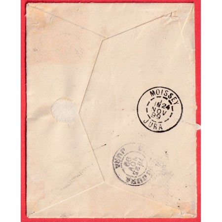 N°94 LETTRE RECOMMANDE CHERBOURG MANCHE 1899 MOISSEY JURA