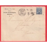 N°90 CACHET ESSAI PARIS DEPART GRAND DRAPEAU OMBRE POUR DOLE JURA 1898