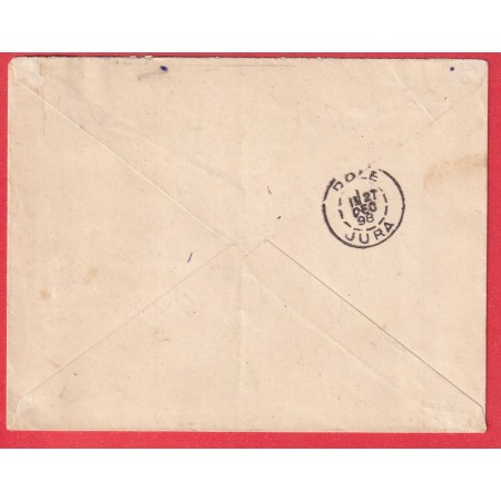 N°90 CACHET ESSAI PARIS DEPART GRAND DRAPEAU OMBRE POUR DOLE JURA 1898