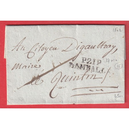 MARQUE P21P LAMBALLE COTES DU NORD 1802 37X10 INDICE 15 POUR QUINTIN