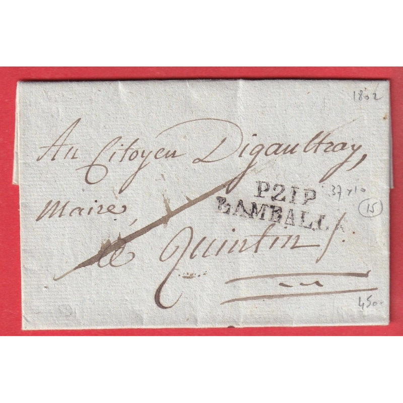 MARQUE P21P LAMBALLE COTES DU NORD 1802 37X10 INDICE 15 POUR QUINTIN