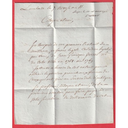 MARQUE P21P LAMBALLE COTES DU NORD 1802 37X10 INDICE 15 POUR QUINTIN