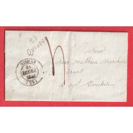 CURSIVE 29 QUISSAC GARD CAD TYPE14 NIMES 1843 APT VAUCLUSE INDICE 11