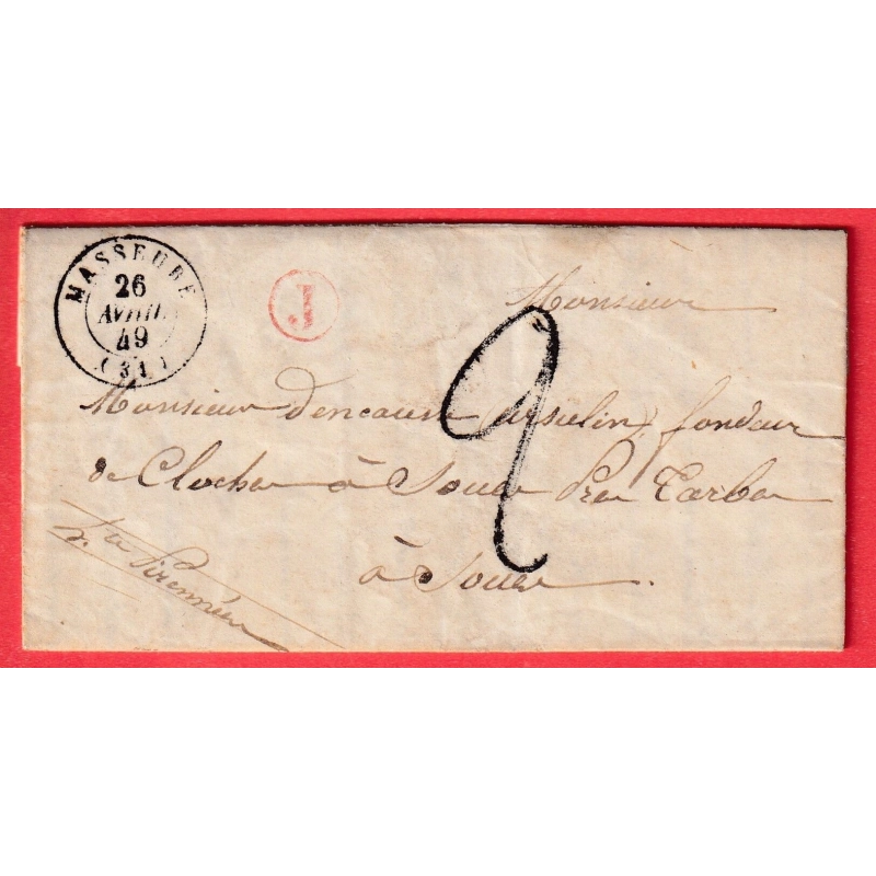 CAD TYPE 15 MASSEUBE GERS BOITE RURALE J EN ROUGE A IDENTIFIER SOUER PRES TARBES HAUTES PYRENEES