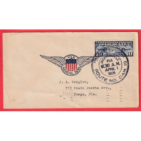 1ER VOLS ETATS UNIS USA 1926 JACKSONVILLE 1926 TAMPA FLORIDA