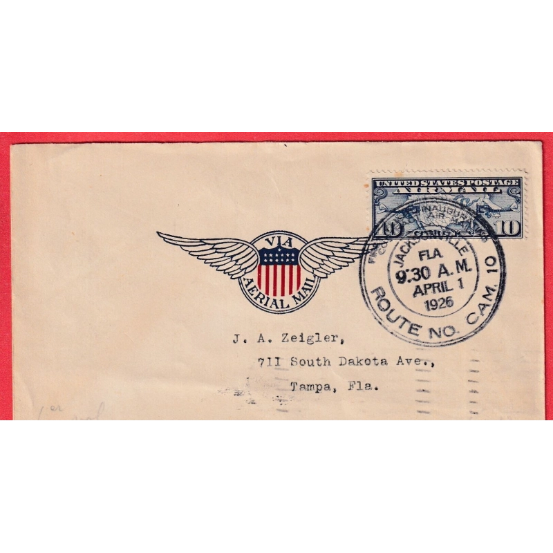 1ER VOLS ETATS UNIS USA 1926 JACKSONVILLE 1926 TAMPA FLORIDA