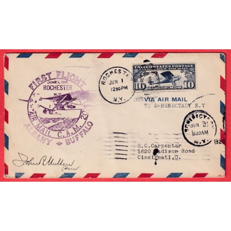 1ER VOLS ETATS UNIS USA 1928 ALBANY BUFFALO SIGNATURE DU PILOTE ??