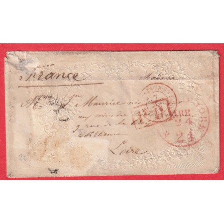 VALENTINE LOVE LETTER NEW YORK USA 1861 ST ETIENNE LOIRE PP ENCADRE ROUGE