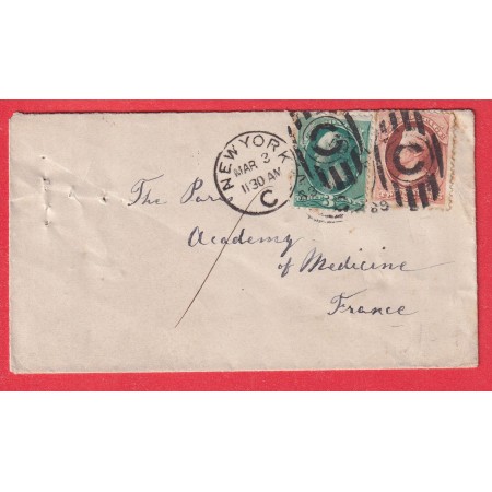 USA ETATS UNIS N°40 41 NEW YORK BUREAU C 1883 PARIS ACADEMIE DE MEDECINE