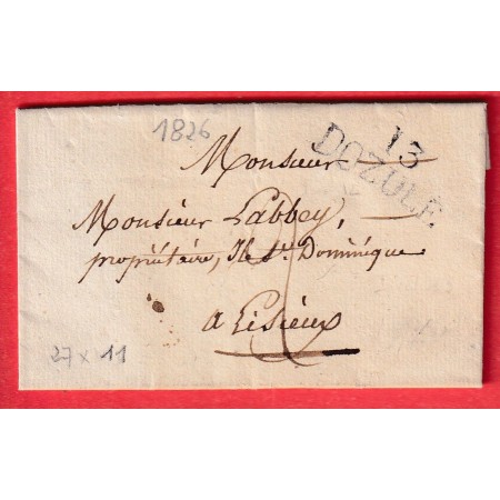 MARQUE 13 DOZULE CALVADOS 27X11 1826 POUR LISIEUX INDICE 12