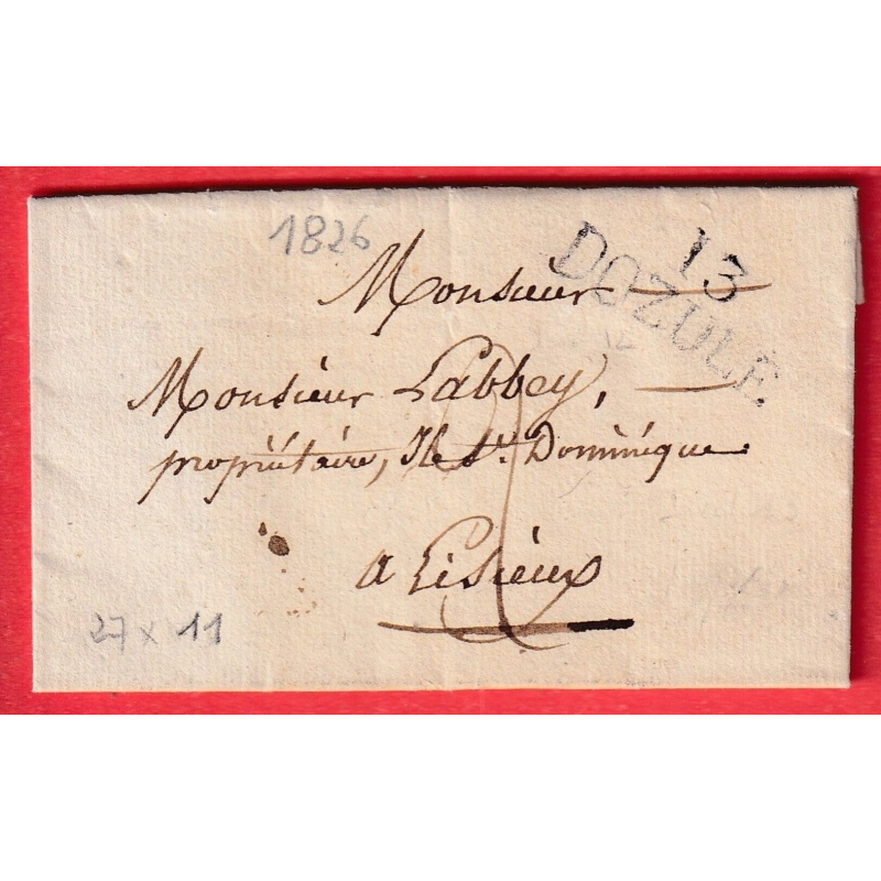 MARQUE 13 DOZULE CALVADOS 27X11 1826 POUR LISIEUX INDICE 12