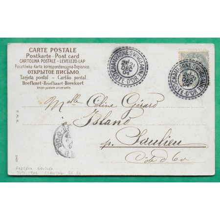 N°111 BLANC CAD FB84 CHAMPAGNE SUR VINGEANNE COTE D'OR CARTE POSTALE PAYSANS CHAMP POUR SAULIEU 1904 COVER FRANCE