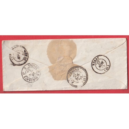 CAD TYPE 22 LEGUEVIN HAUTE GARONNE TAXE MANUSCRIT 30 BOITE RURALE ROUGE B POUR NERAC LOT ET GARONNE