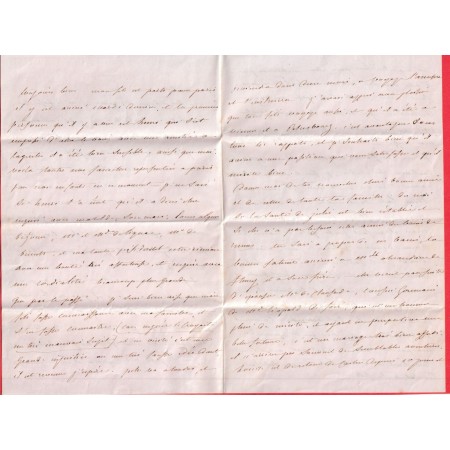 CAD TYPE 15 RIEUX HAUTE GARONNE BOITE RURALE EN ROUGE B LAVELANET DE COMMINGES 1851 CURSIVE 30 ST FELIX RARE AU DOS