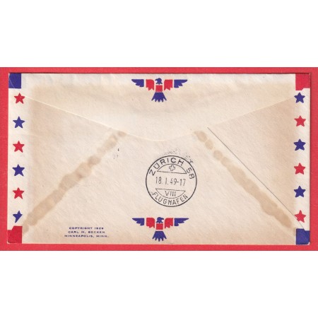 1ER VOLS FIRST FLIGHT ETATS UNIS USA NEW YORK  ZURICH SUISSE SWITZERLAND 1949