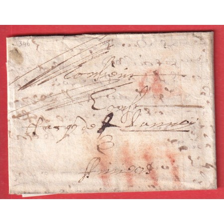 LETTRE ARMENTIERES NORD 1674 TAXE IIII A LA CRAIE ROUGE TAXE ESPAGNOLE POUR ANVERS
