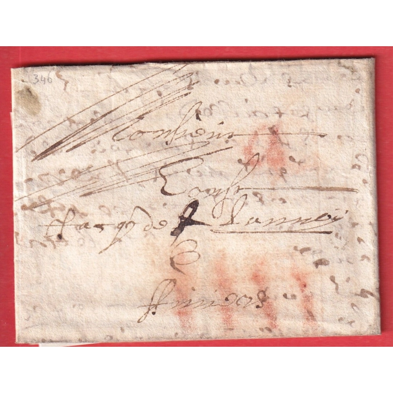 LETTRE ARMENTIERES NORD 1674 TAXE IIII A LA CRAIE ROUGE TAXE ESPAGNOLE POUR ANVERS