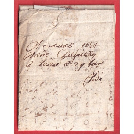 LETTRE ARMENTIERES NORD 1674 TAXE IIII A LA CRAIE ROUGE TAXE ESPAGNOLE POUR ANVERS