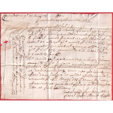LETTRE ARMENTIERES NORD 1674 TAXE IIII A LA CRAIE ROUGE TAXE ESPAGNOLE POUR ANVERS