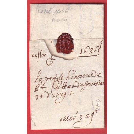 LETTRE DE LILLE NORD EN 1636 TAXE ESPAGNOLE III A LA CRAIE ROUGE  POUR ANVERS BELGIQUE
