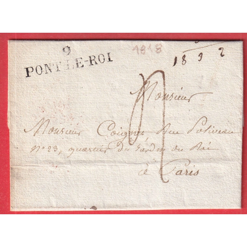 MARQUE 9 PONT LE ROI AUBE 1818 POUR PARIS PONT SUR SEINE INDICE14