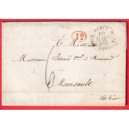 CAD TYPE 11 BERCY SEINE 1832 MEURSAULT COTE D'OR TAXE 6 EN BLEU INDICE 11 DECIME RURAL EN ROUGE