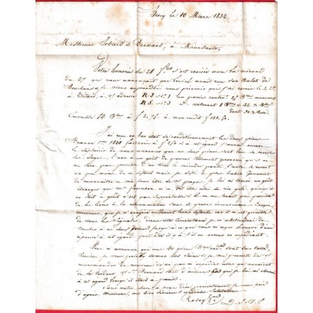 CAD TYPE 11 BERCY SEINE 1832 MEURSAULT COTE D'OR TAXE 6 EN BLEU INDICE 11 DECIME RURAL EN ROUGE