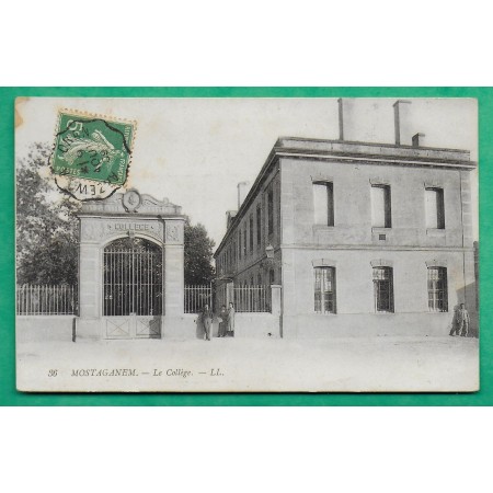 N°137 SEMEUSE CONVOYEUR LIGNE ARZEW A ORAN ALGERIE CARTE POSTALE COLLEGE MOSTAGANEM POUR ORAN 1909 COVER FRANCE