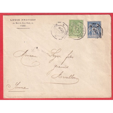 LEVEE EXCEPTIONNELLE N°90 106 PARIS DEPART E1 AVALLON YONNE 106 OBLITERE A L'ARRIVE