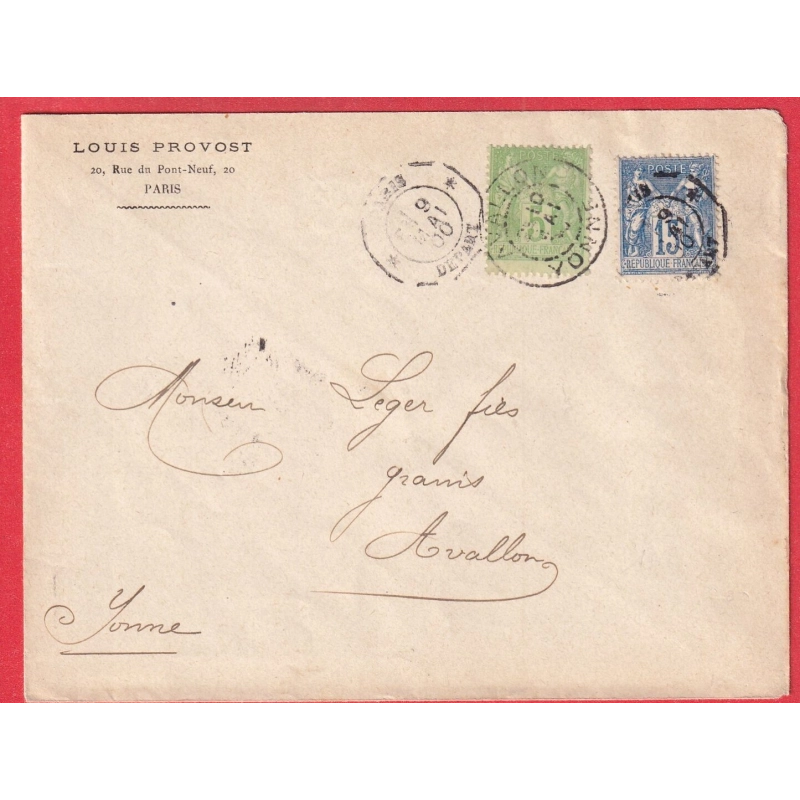 LEVEE EXCEPTIONNELLE N°90 106 PARIS DEPART E1 AVALLON YONNE 106 OBLITERE A L'ARRIVE