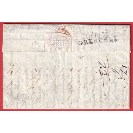 DEBOURSE DEB 37 GRENOBLE ISERE 1815 DEPART 37 BOURGOIN INDICE 15