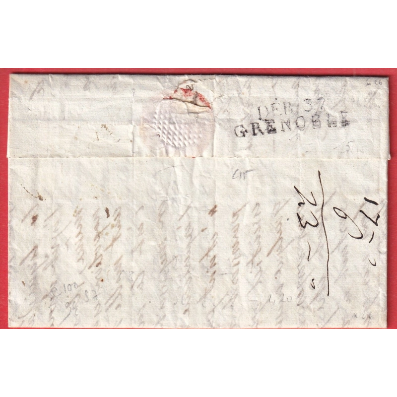 DEBOURSE DEB 37 GRENOBLE ISERE 1815 DEPART 37 BOURGOIN INDICE 15