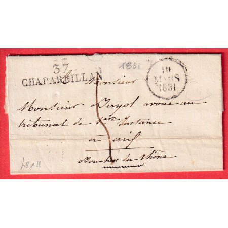 MARQUE 37 CHAPAREILLAN ISERE 1831 48X11 AIX EN PROVENCE BOUCHES DU RHONE INDICE 16